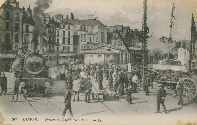 Paris-ekspressens avgang fra Dieppe. Postkort sendt i 1913. av French Photographer