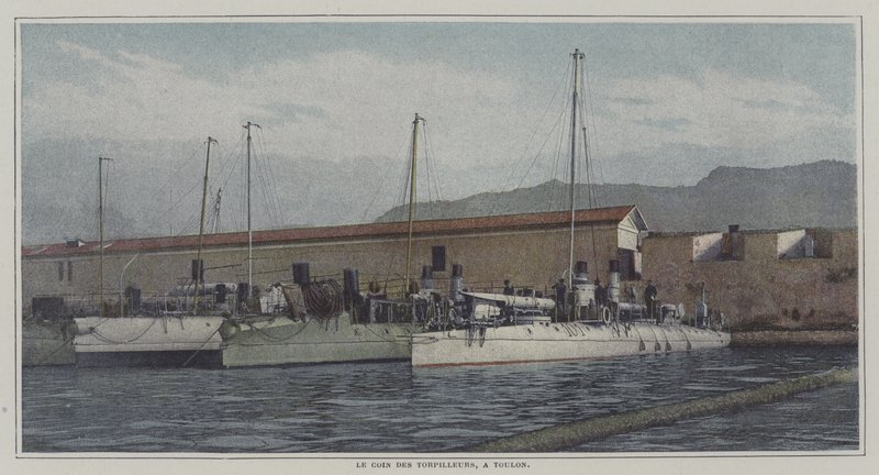 Ødeleggere i Toulon havn, Frankrike (fargebilde) av French Photographer