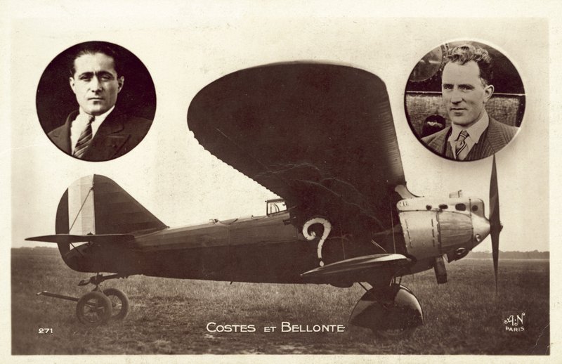 Dieudonne Costes og Maurice Bellonte, franske flygere (s/hv-bilde) av French Photographer