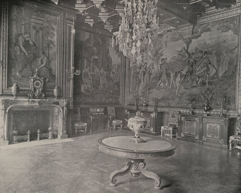 Salong, Palace of Fontainebleau (s/hvitt bilde) av French Photographer