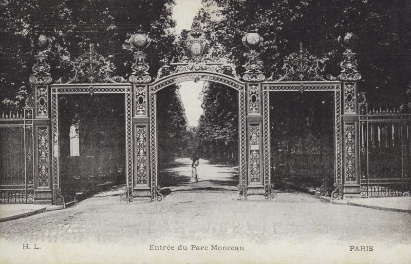 Inngang, Parc Monceau, Paris (s/hvitt-bilde) av French Photographer