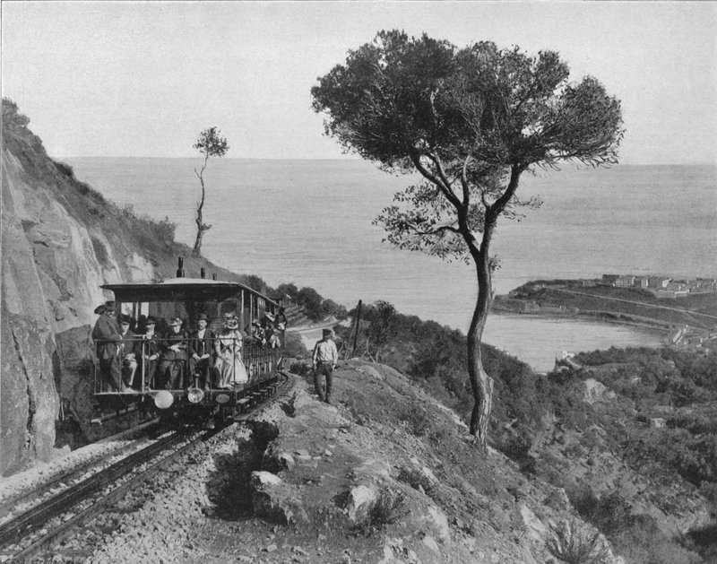 Monacos omgivelser - The Turbie Rack Railway (s/hvitt bilde) av French Photographer