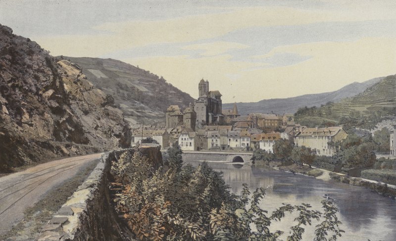 Estaing, generell visning, tatt oppstrøms partiet av French Photographer