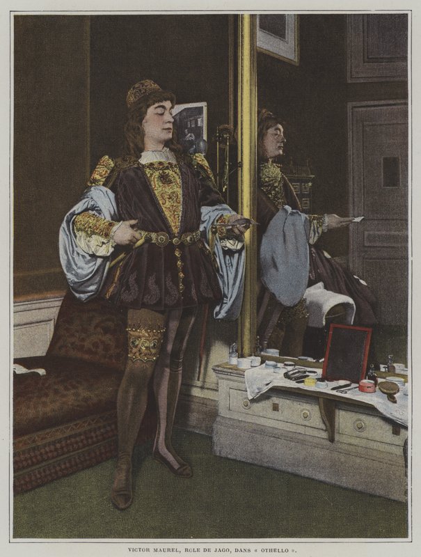 Den franske barytonen Victor Maurel som Iago i Giuseppe Verdis opera Otello (fargefoto) av French Photographer