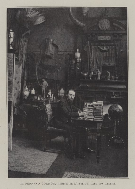 Den franske maleren Fernand Cormon i atelieret hans (farge litho) av French Photographer