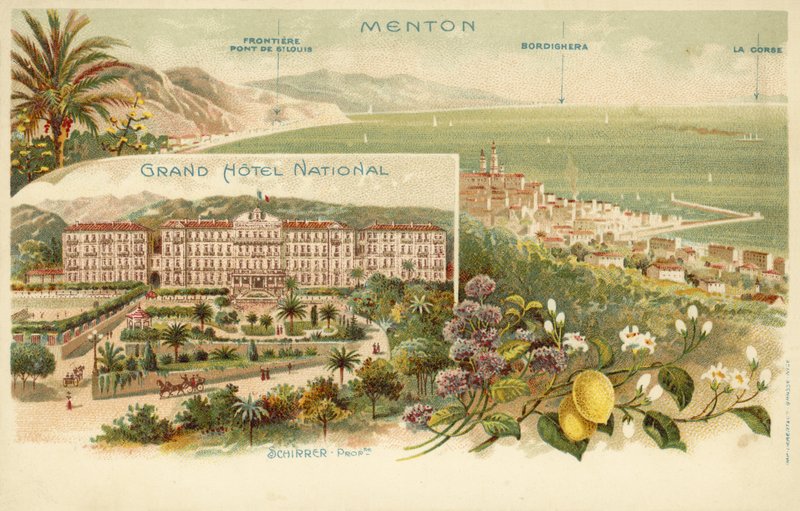 Grand Hotel National, Menton (farge litho) av French Photographer