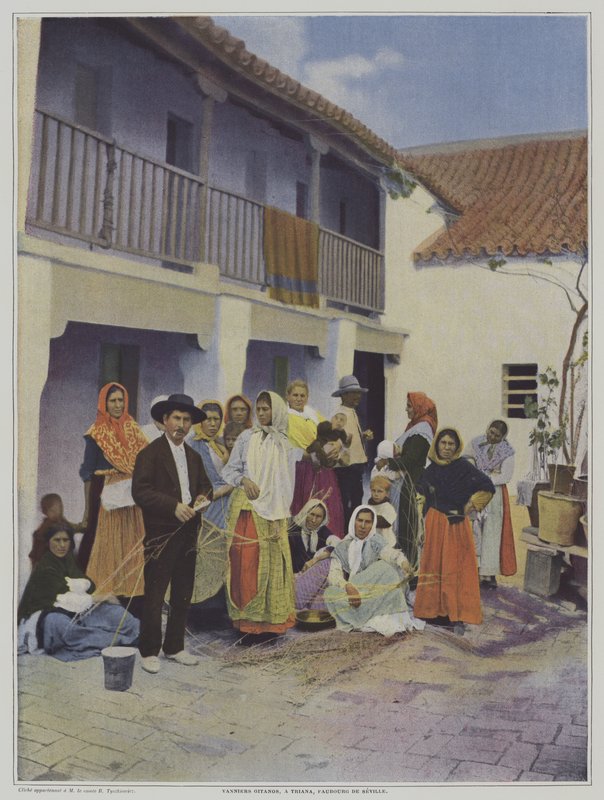 Sigøynervevere i Triana, en forstad til Sevilla (farge litho) av French Photographer