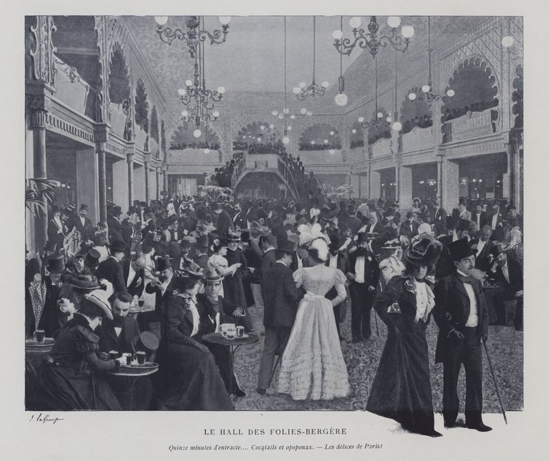 Hall of the Folies Bergere, Paris, i løpet av et intervall (s/hv-bilde) av French Photographer
