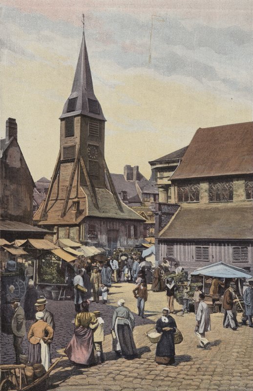 Honfleur, Place du Marche og Sainte-Catherine-kirken av French Photographer