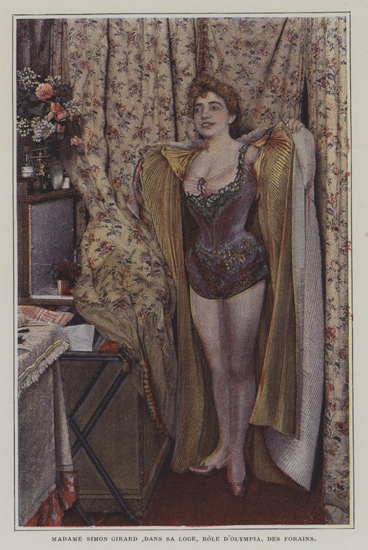 Juliette Simon-Girard, fransk operasanger, i garderoben hennes (fargebilde) av French Photographer