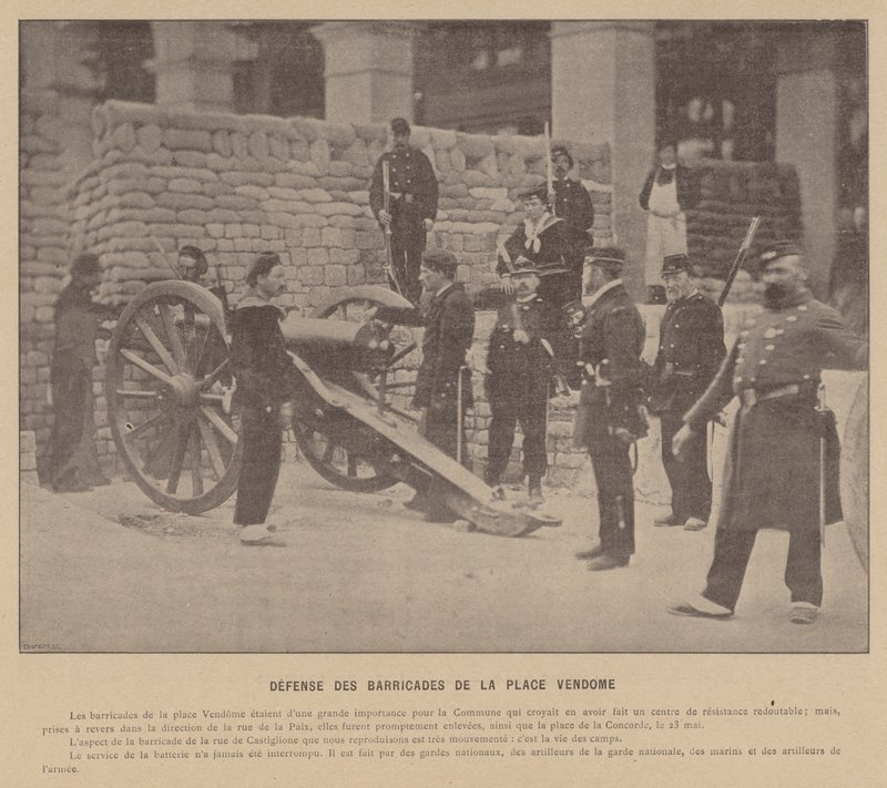 Paris-kommunen, forsvar av barrikadene på Place Vendome (s/hvitt-bilde) av French Photographer