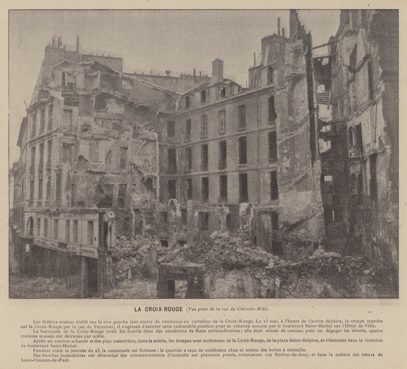 Paris-kommunen, Røde Kors, Utsikt tatt fra rue du Cherche-Midi (s/hvitt-bilde) av French Photographer