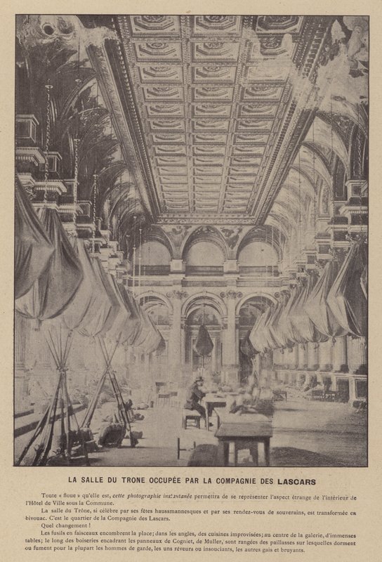 Paris-kommunen, tronrommet okkupert av Lascars Company (s/hvitt-bilde) av French Photographer
