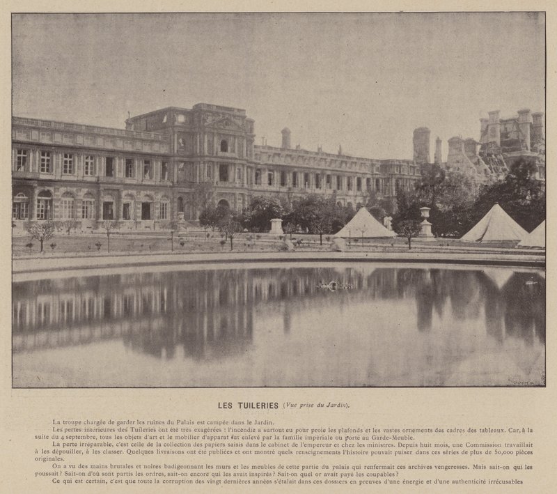 Paris-kommunen, Tuileriene, Utsikt fra hagen (s/hvitt-bilde) av French Photographer