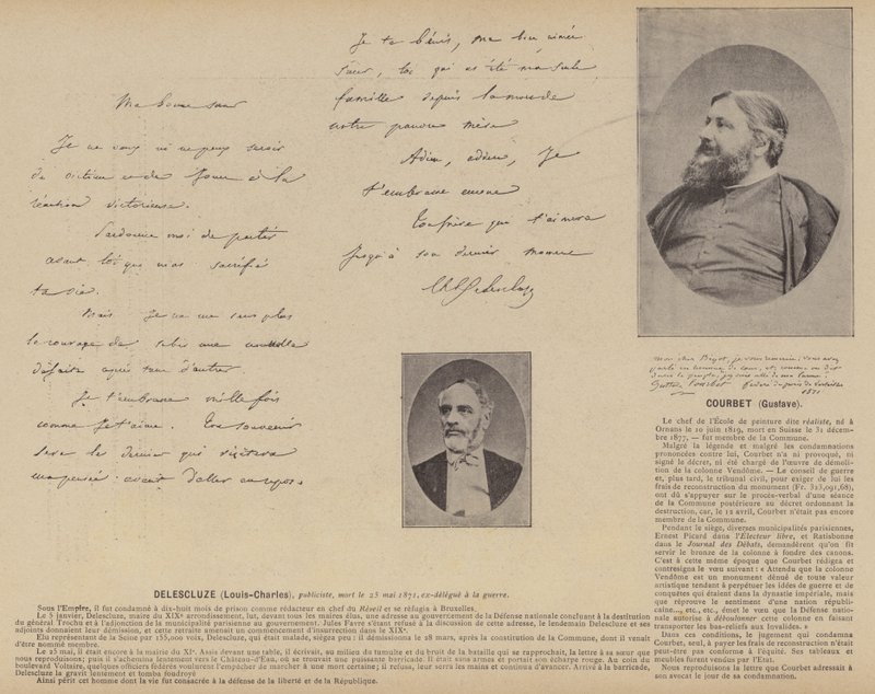 Paris-kommunen, Louis-Charles Delescluze, Gustave Courbet (s/hvitt-bilde) av French Photographer