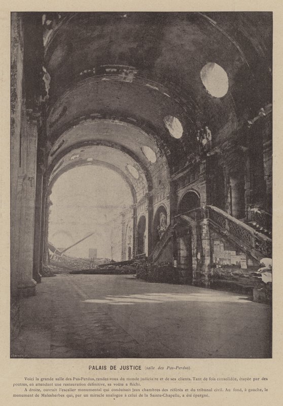 Paris-kommunen, Palais De Justice, Salle des Pas-Perdus (s/hvitt-bilde) av French Photographer