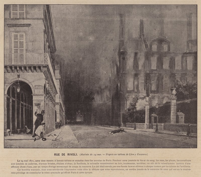 Paris-kommunen, Rue De Rivoli, matiné 24. mai (s/hvitt-bilde) av French Photographer