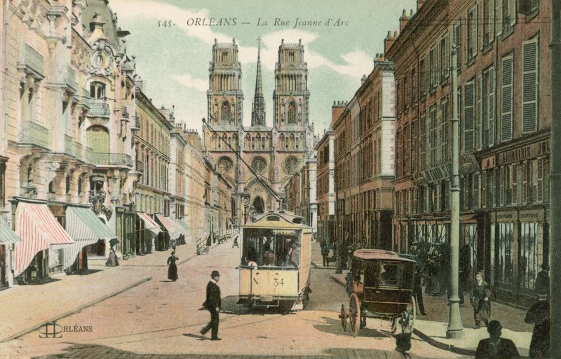La Rue Jeanne dArc i Orleans. Postkort sendt i 1913. av French Photographer