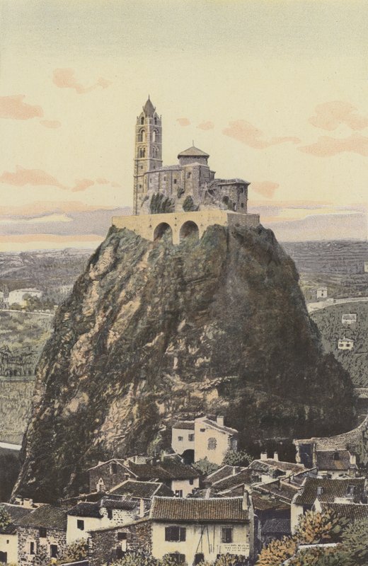 Le Puy, Saint-Michel kirke, på toppen av klippen i Aiguilhe av French Photographer