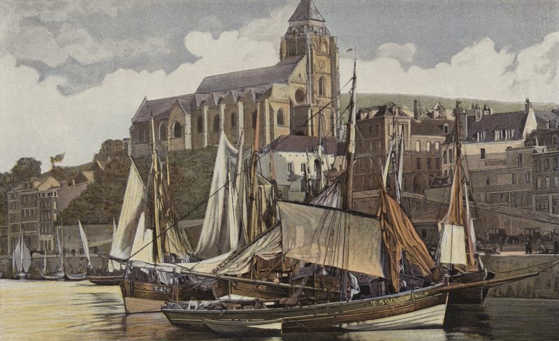 Le Treport, kirken og havnen av French Photographer