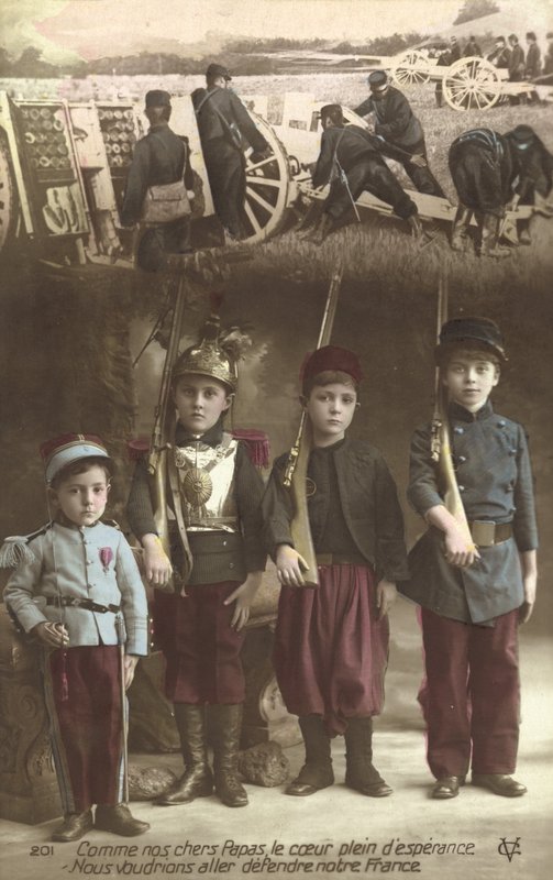 Som våre kjære fedre, våre hjerter fylt av håp, ønsker vi å gå og forsvare vårt Frankrike (fargebilde) av French Photographer