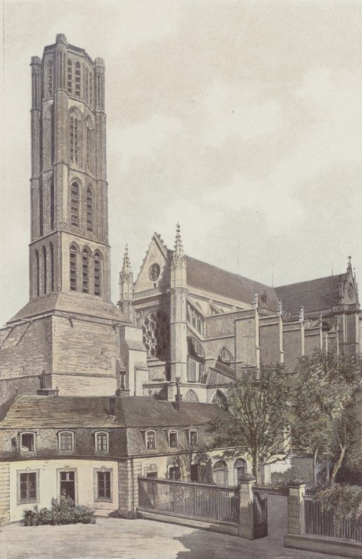 Limoges, St-Etienne Cathedral, Bell Tower og S O Facade (Utsikt tatt fra den indre gårdsplassen til bispedømmet) av French Photographer