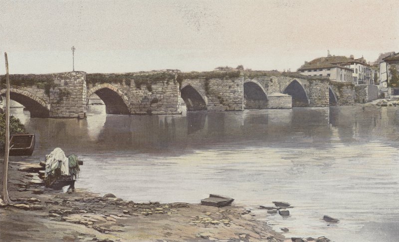 Limoges, Pont Saint-Martial, utsikt tatt oppstrøms (venstre bredd av Vienne) av French Photographer