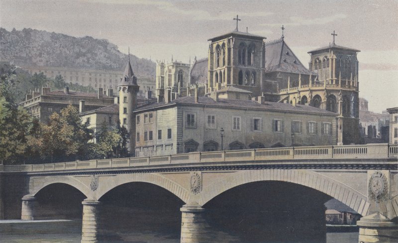 Lyon, Archeveche, St-Jean-katedralen og åssiden av Fourviere av French Photographer
