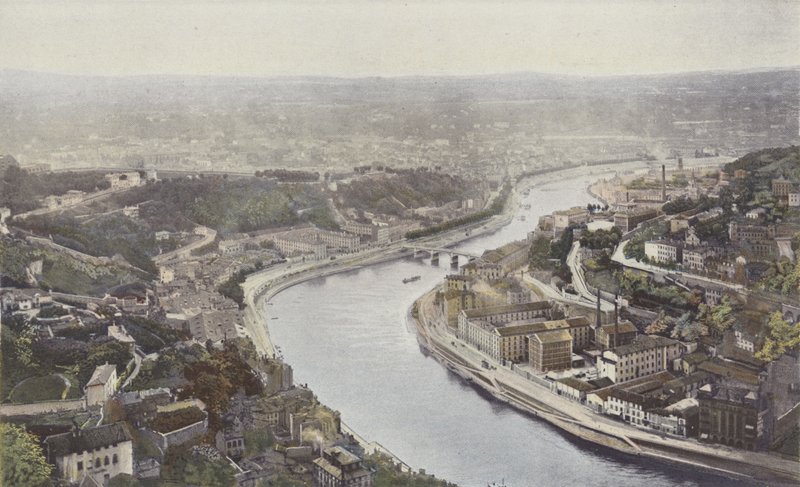 Lyon, La Saone og Pont Serin, sett fra Fourvieres høyder av French Photographer