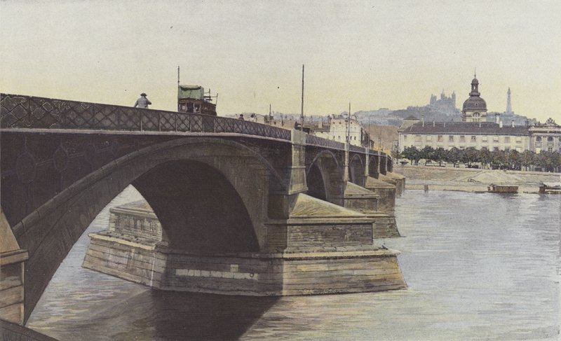 Lyon, Guillotiere-broen og Hôtel-Dieu-kirken av French Photographer