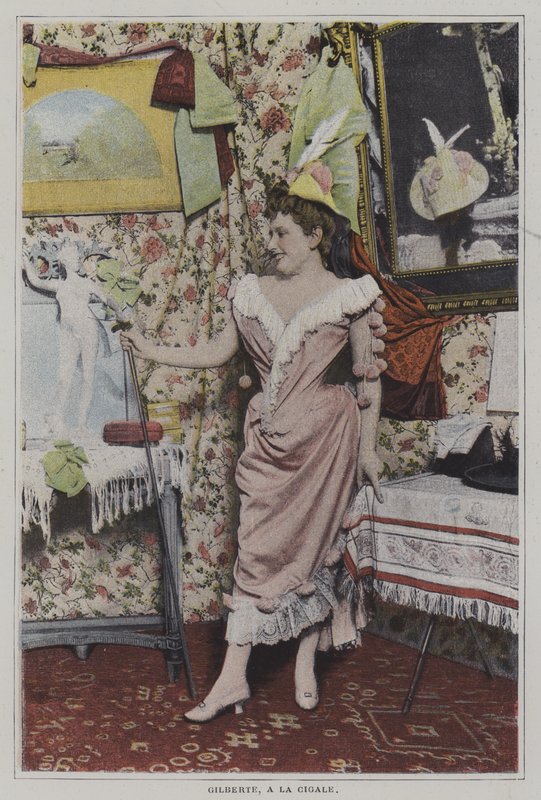 Mademoiselle Gilberte, fransk sanger på La Cigale, Paris (fargebilde) av French Photographer