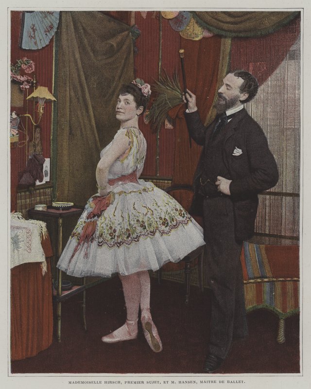 Mademoiselle Hirsch, ballettdanser, og Joseph Hansen, belgisk ballettmester (fargebilde) av French Photographer