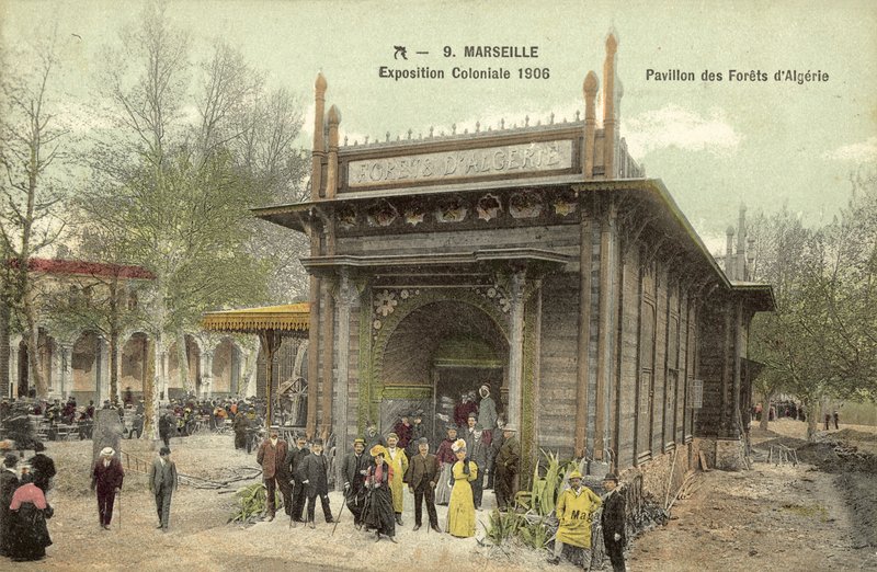 Marseille, kolonialutstilling 1906, Pavillon Des Forets D'Algerie (fargefoto) av French Photographer