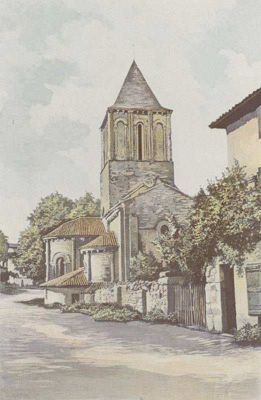 Melle, Saint-Pierre kirke, apsis og klokketårn av French Photographer