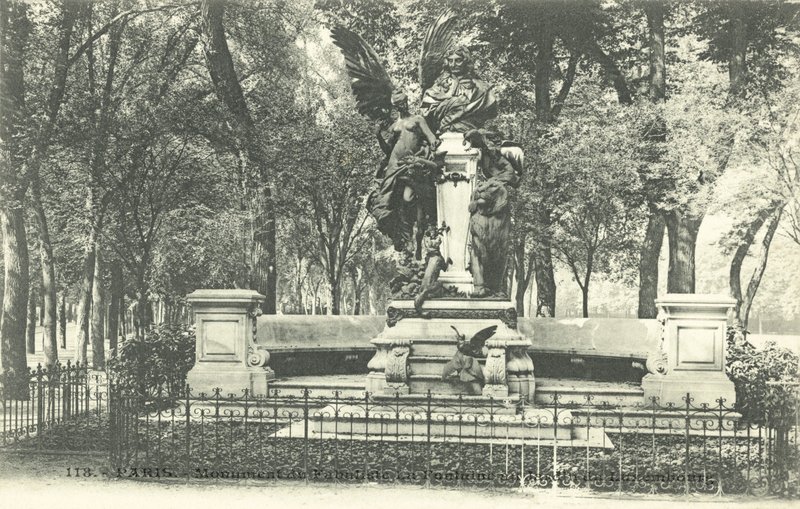 Monument til fabulisten La Fontaine, Jardin du Luxembourg (s/hv-bilde) av French Photographer