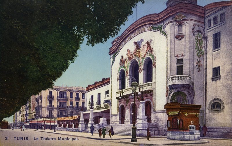 Kommunalt teater, Tunis, Tunisia (farget bilde) av French Photographer
