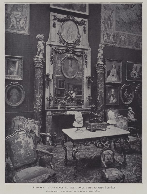 Barndomsmuseet i Petit Palais på Champs-Elysees, Paris (s/hvitt-bilde) av French Photographer