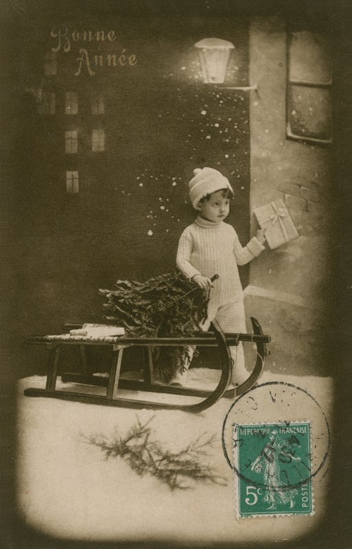 Nyttårs gratulasjonskort, sendt i 1913 av French Photographer