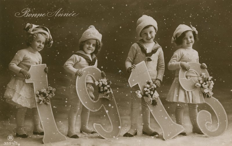 Nyttårs hilsen postkort, sendt i 1913 av French Photographer