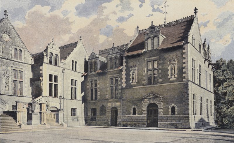 Orleans, rådhus, hovedfasade og paviljong til høyre av French Photographer