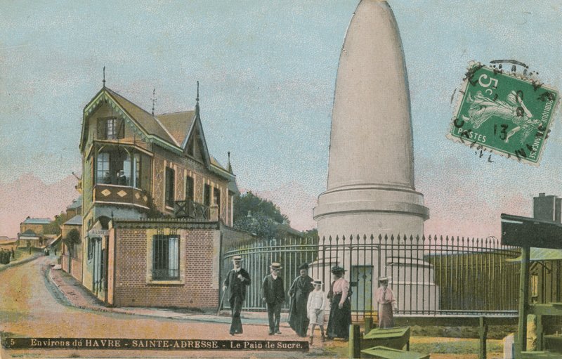 Pain de sucre (sukkerbrødminnesmerke) ved Sainte-Adresse nær Le Havre. Mausoleum bygget til minne om Charles Lefebvre-Desnouettes. Postkort sendt i 1913. av French Photographer