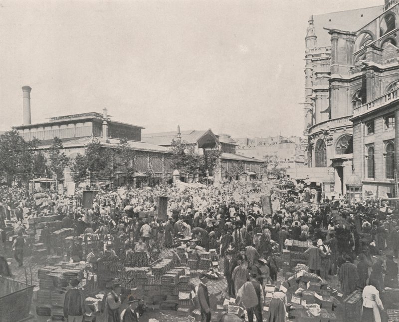 Paris: Central Market og Saint Eustache Church (s/hvitt bilde) av French Photographer