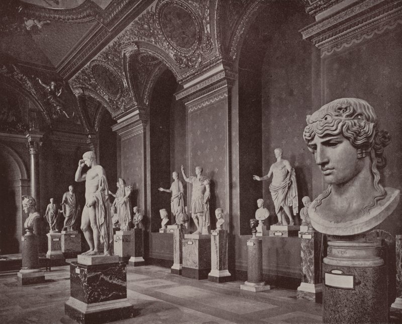 Paris: Augustus-galleriet, Louvre-museet (s/hvitt-bilde) av French Photographer
