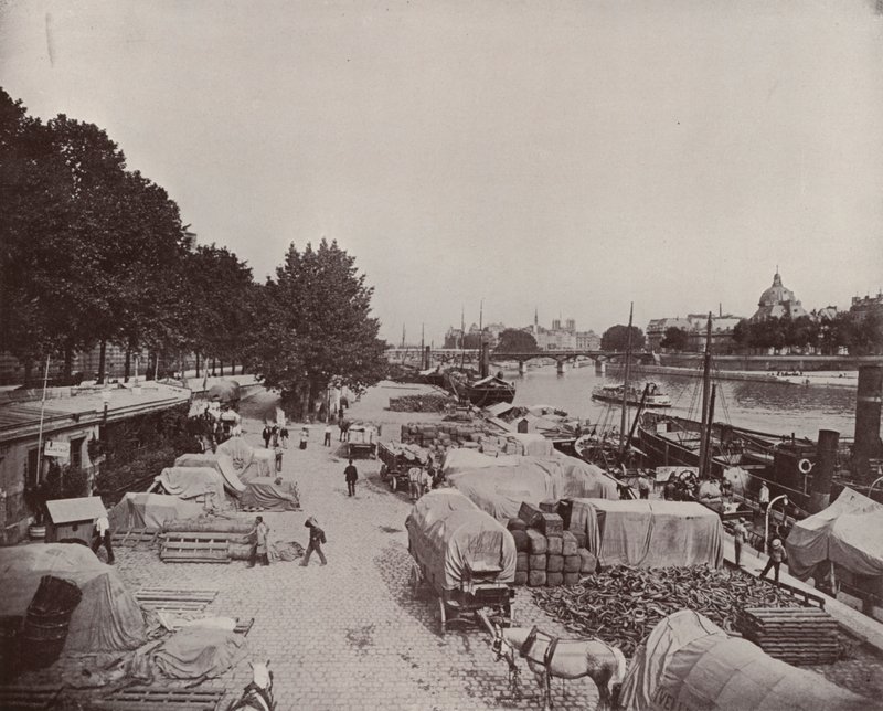Paris: Levee Scene i Paris (s/hvitt bilde) av French Photographer