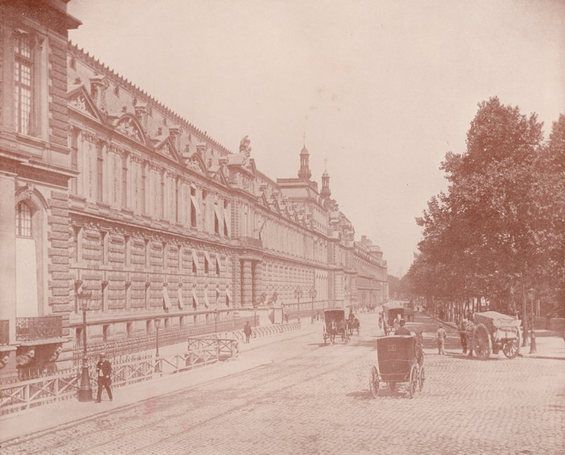 Paris: Louvre-palasset og Tuileriene, South Side (s/hvitt-bilde) av French Photographer
