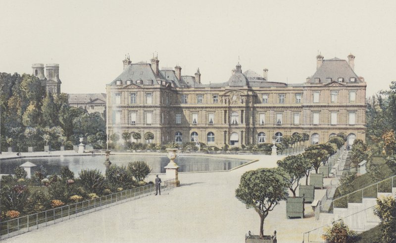 Paris, Luxembourg Palace, Fasade med utsikt over hagen av French Photographer