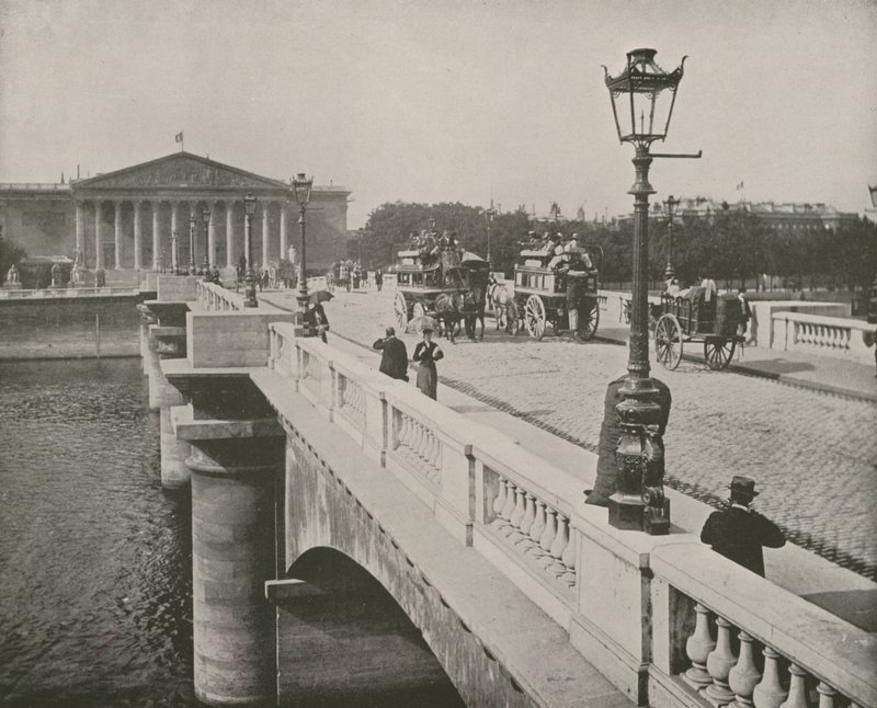 Paris: Pont de la Concorde og Deputertkammer (s/hv-bilde) av French Photographer