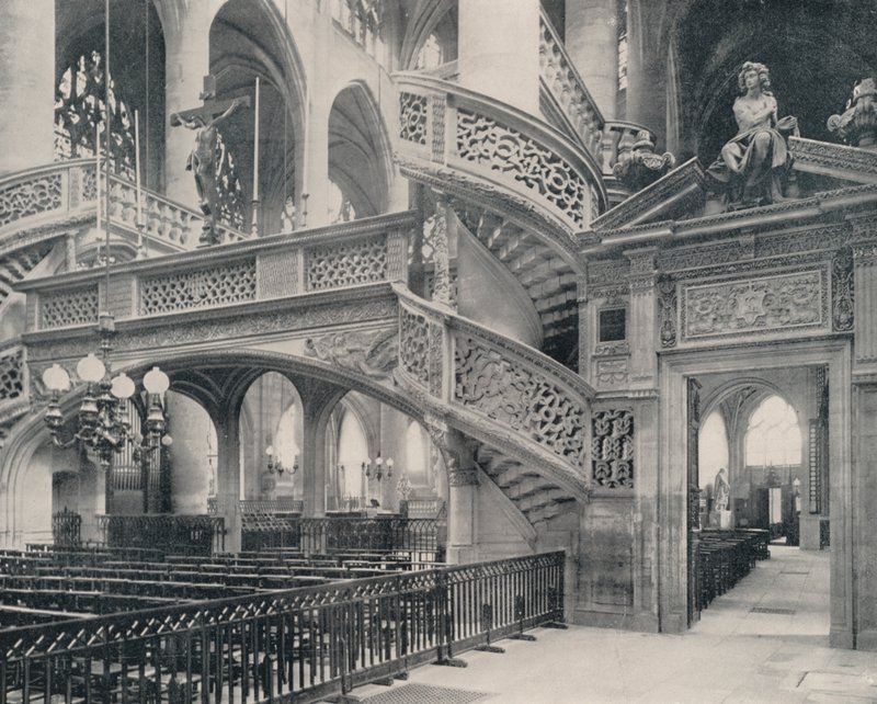 Paris: Seksjon av koret i St Etienne-du-Mont (s/hvitt foto) av French Photographer