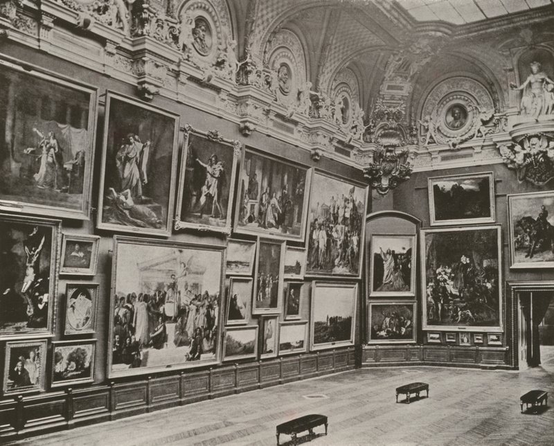 Paris: Det nye franske galleriet, Louvre-museet (s/hvitt-bilde) av French Photographer