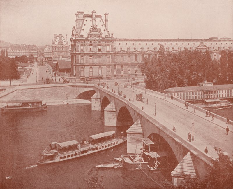 Paris: Pont Royal og Louvre (s/hvitt bilde) av French Photographer